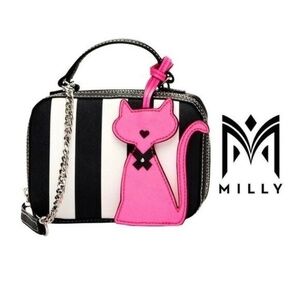 MILLY Striped Saffiano Leather Kitty Mini Satchel